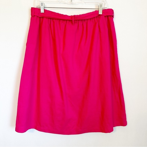 SOLD!  J Crew Pull-On Bow Midi Skirt Linen Blend Wild Berry Pink Pockets Large - Picture 8 of 16